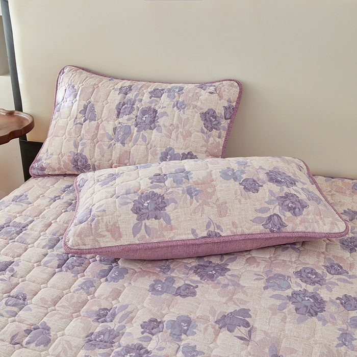 91家纺网 家纺一手货源 找家纺 圣比熊 2025新款原麻夹棉床笠机洗家用防滑透气四季款加厚床罩床垫床单保护套三件套 东方墨兰