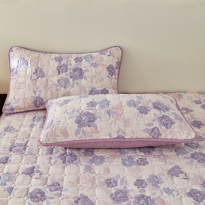 91家纺网 家纺一手货源 找家纺 圣比熊 2025新款原麻夹棉床笠机洗家用防滑透气四季款加厚床罩床垫床单保护套三件套 东方墨兰