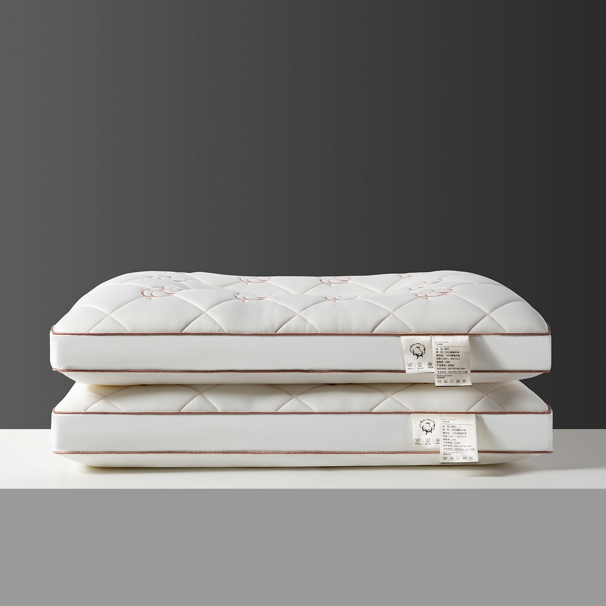 小米枕芯 2025新款棉花刺绣枕枕头枕芯 棉花刺绣枕-立体吊带中枕