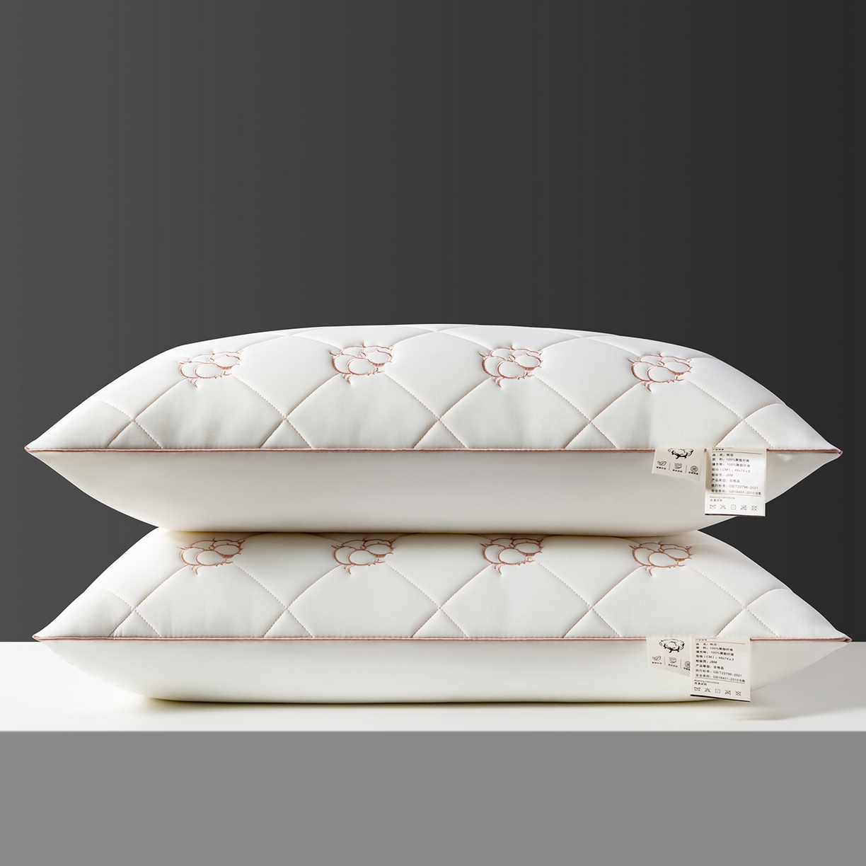 小米枕芯 2025新款棉花刺绣枕枕头枕芯 棉花刺绣枕-单边低枕