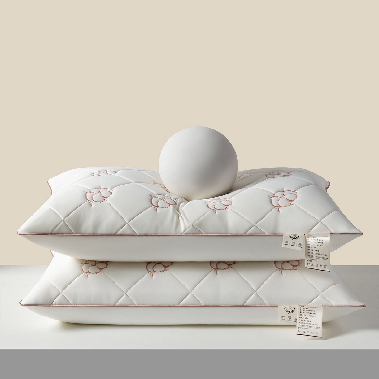 91家纺网 家纺一手货源 找家纺 小米枕芯 2025新款棉花刺绣枕枕头枕芯 棉花刺绣枕-单边低枕