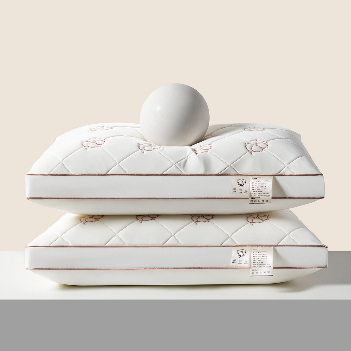 91家纺网 家纺一手货源 找家纺 小米枕芯 2025新款棉花刺绣枕枕头枕芯 棉花刺绣枕-立体高枕护颈