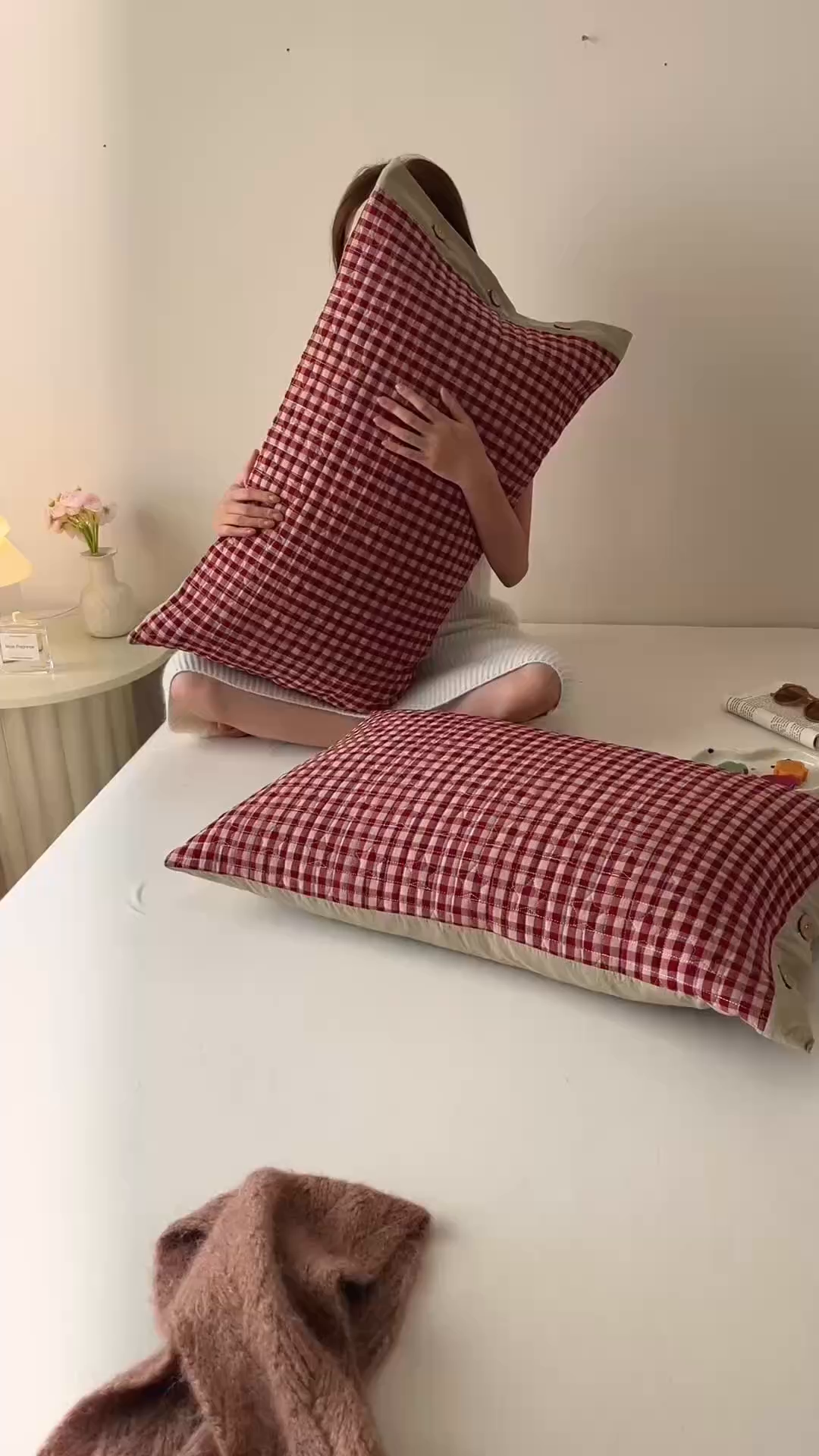 91家纺网 家纺一手货源 找家纺 （总）爱港家纺 2025新款全棉色织水洗加厚绗缝夹棉防头油双面枕头套单品枕套单件枕套