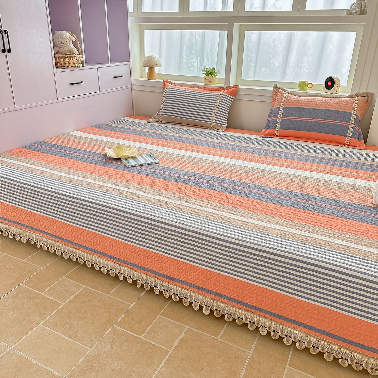 手艺人家纺 2025新款全棉夹棉绗缝印花床盖炕盖系列 SX01