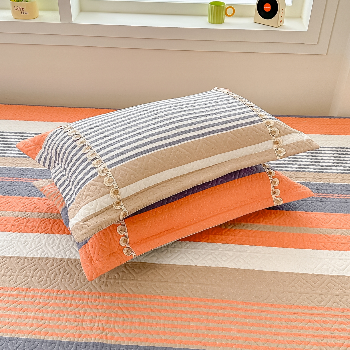 91家纺网 家纺一手货源 找家纺 手艺人家纺 2025新款全棉夹棉绗缝印花床盖炕盖系列 SX01