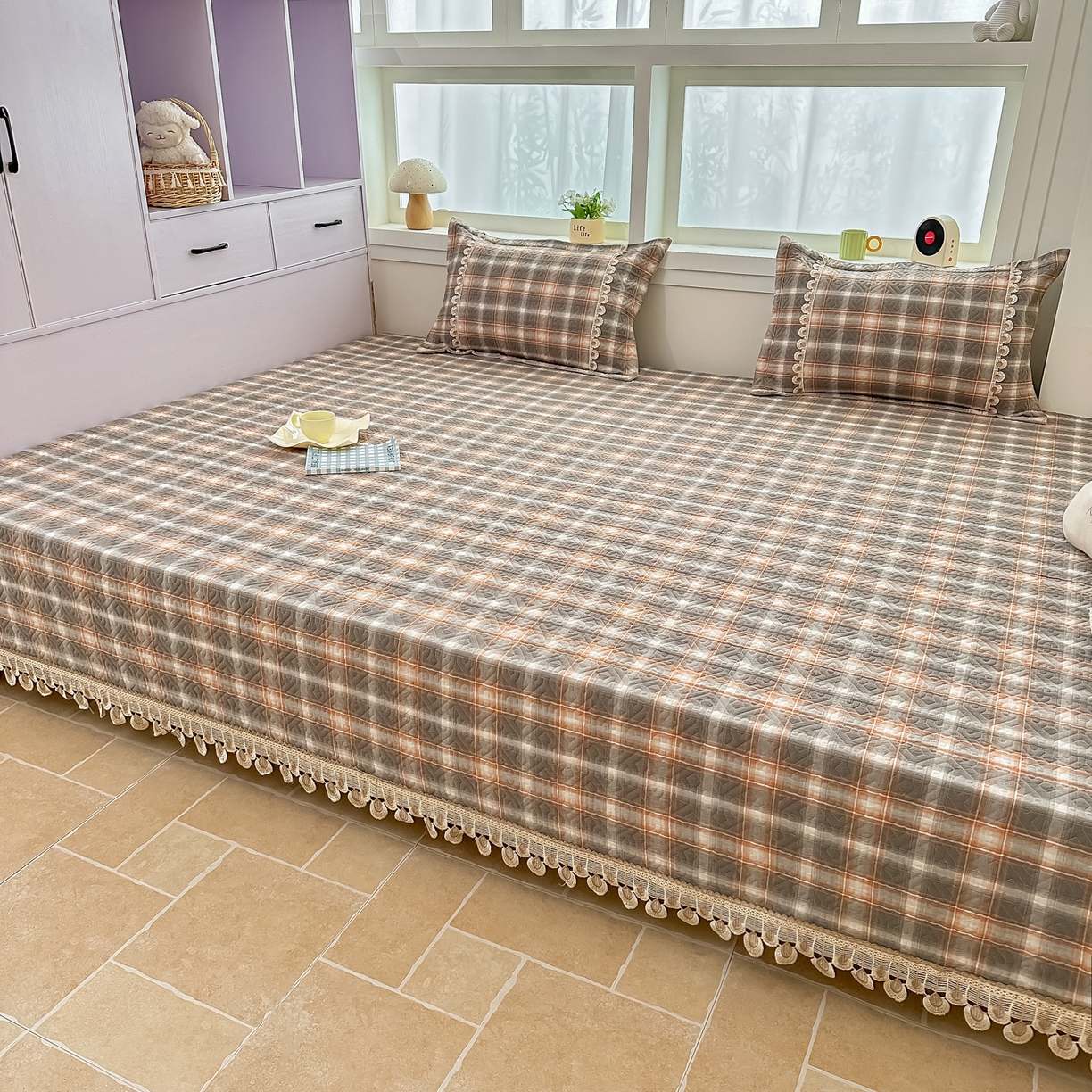 手艺人家纺 2025新款全棉夹棉绗缝印花床盖炕盖系列 SX02