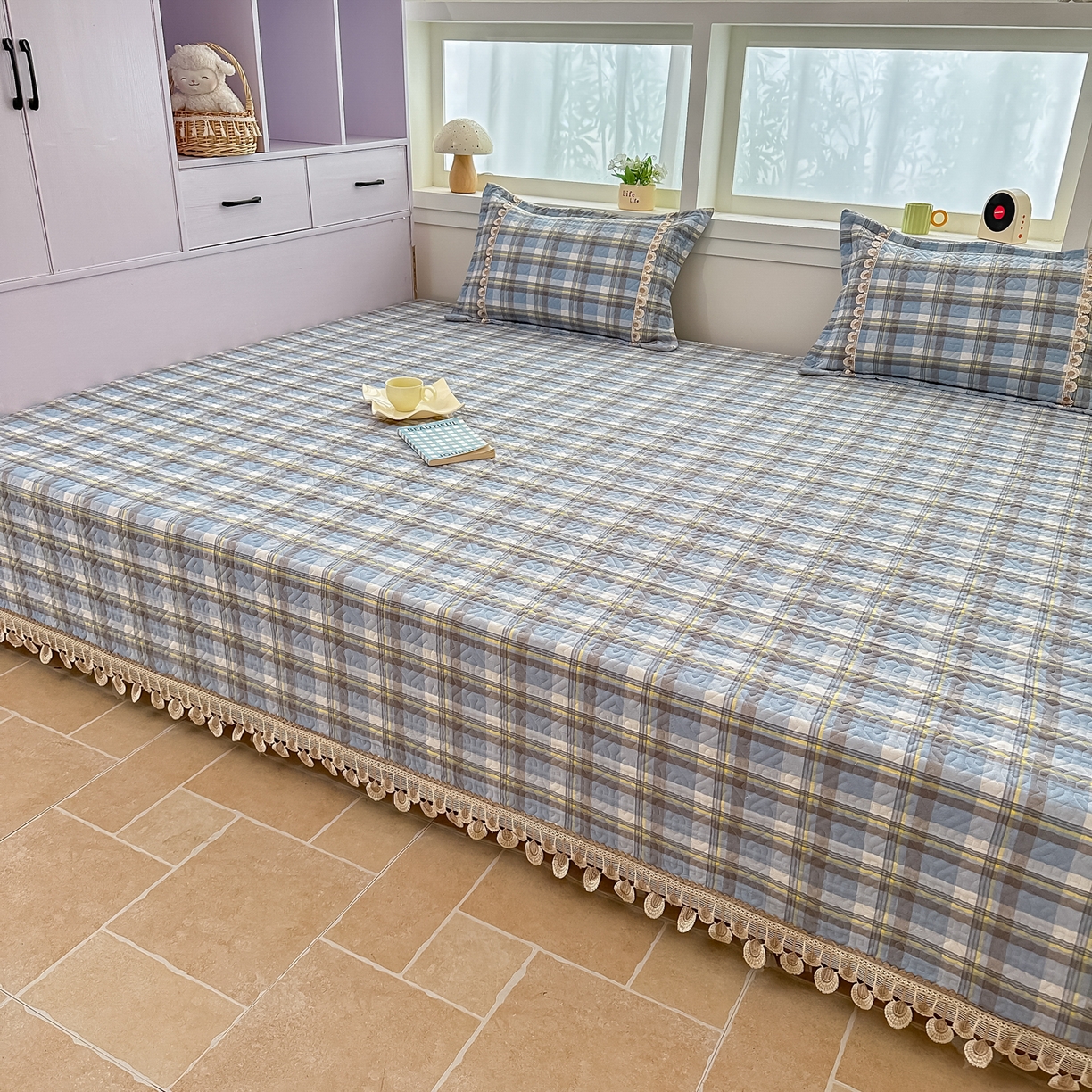 手艺人家纺 2025新款全棉夹棉绗缝印花床盖炕盖系列 SX07