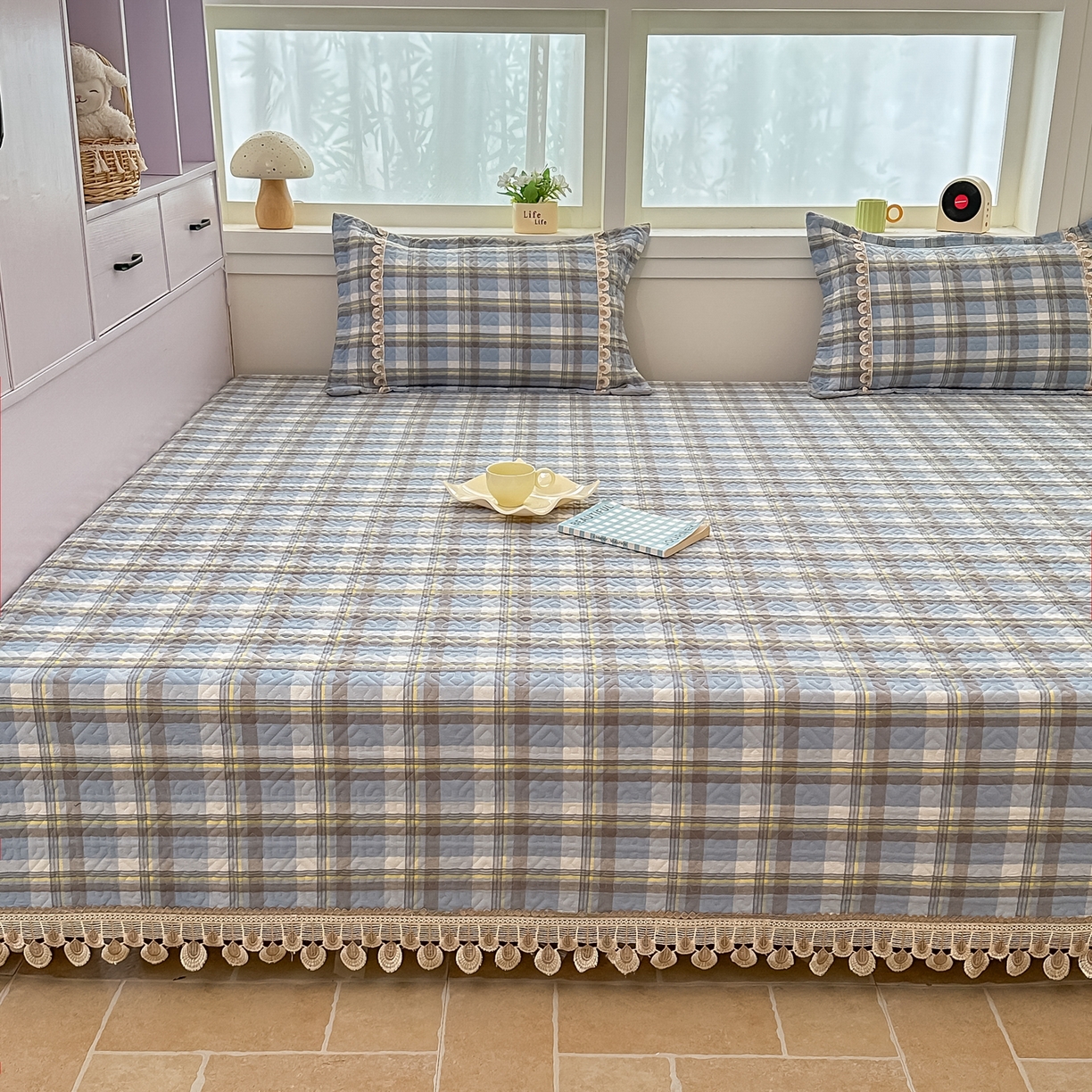 91家纺网 家纺一手货源 找家纺 手艺人家纺 2025新款全棉夹棉绗缝印花床盖炕盖系列 SX07