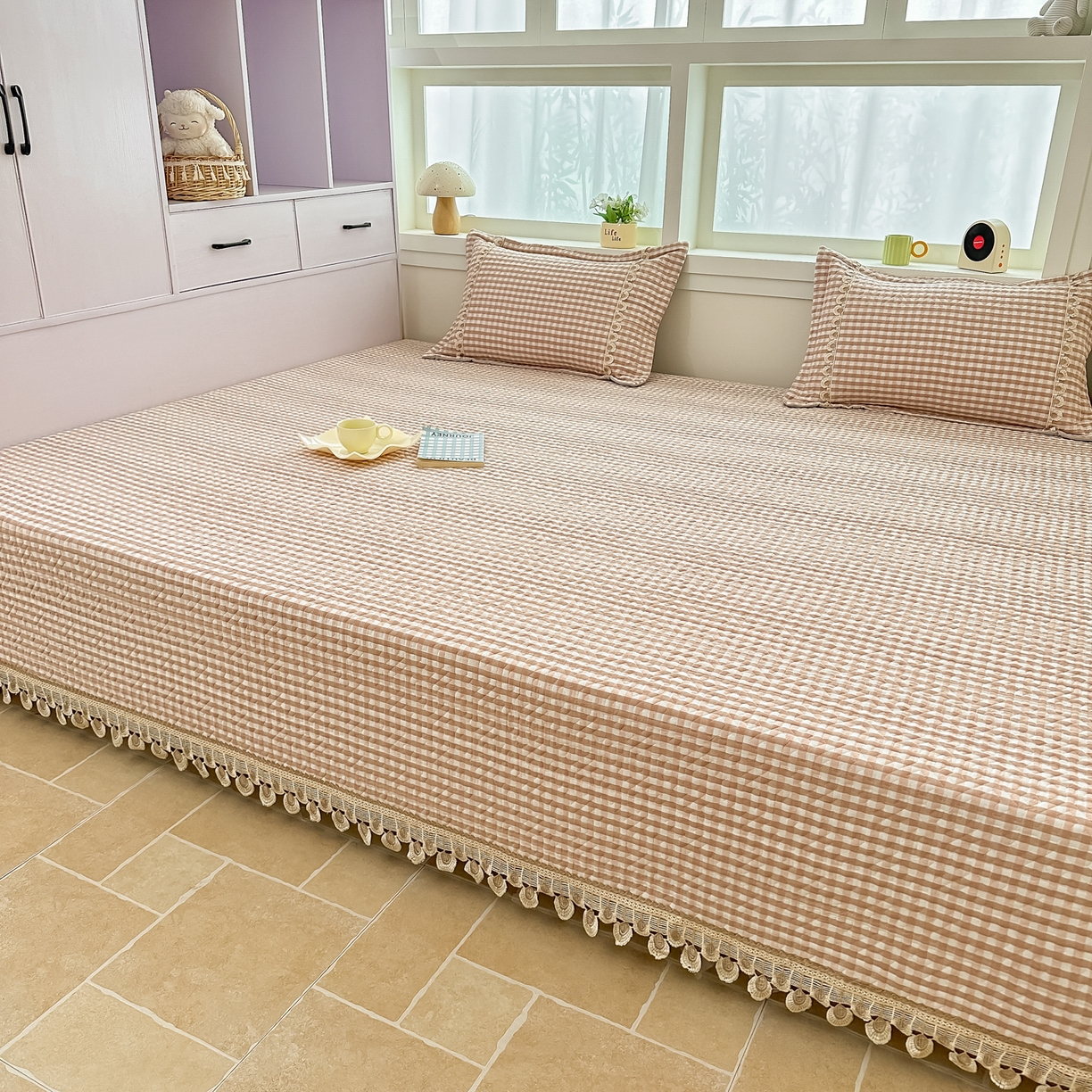 手艺人家纺 2025新款全棉夹棉绗缝印花床盖炕盖系列 SX03