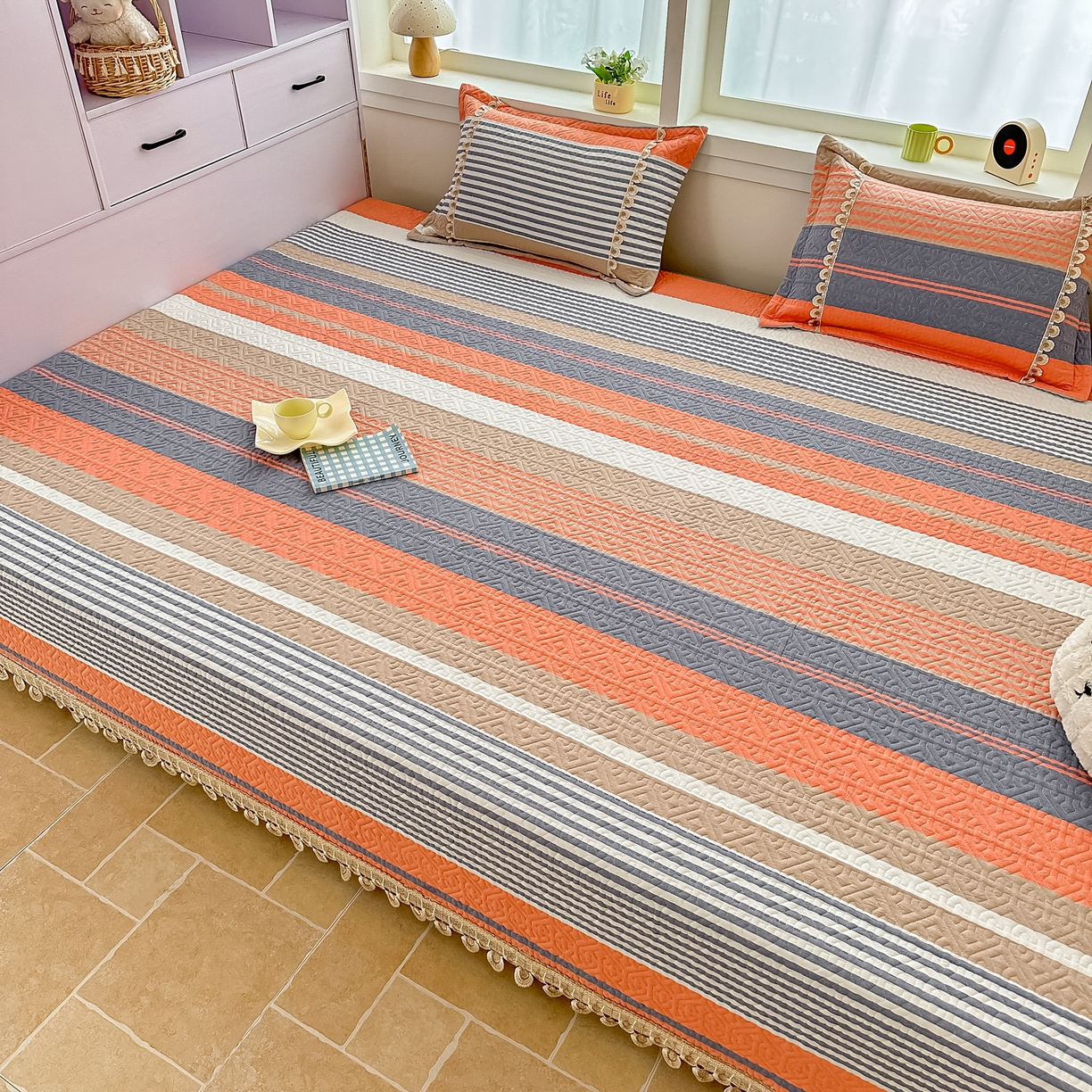 91家纺网 家纺一手货源 找家纺 （总）手艺人家纺 2025新款全棉夹棉绗缝印花床盖炕盖系列