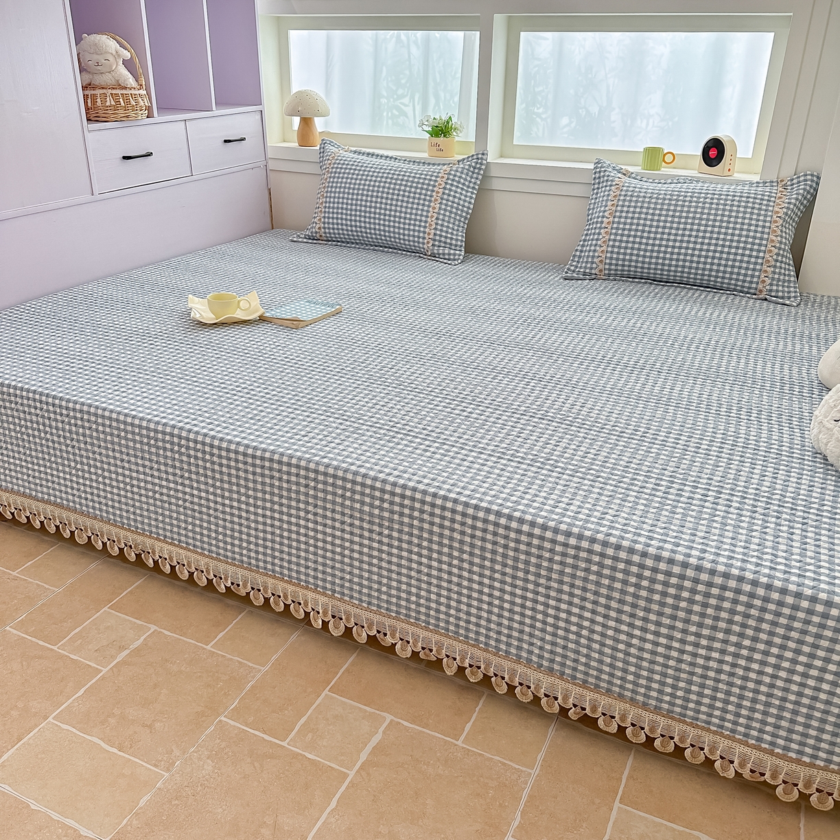 手艺人家纺 2025新款全棉夹棉绗缝印花床盖炕盖系列 SX09