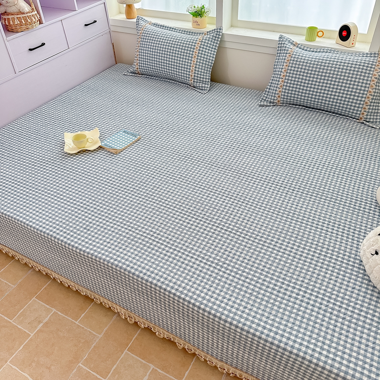 91家纺网 家纺一手货源 找家纺 手艺人家纺 2025新款全棉夹棉绗缝印花床盖炕盖系列 SX09