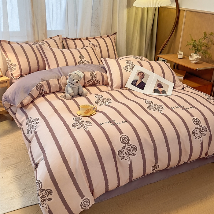 91家纺网 家纺一手货源 找家纺 丝芙妮家居（原乐视家纺） 2025新款全棉磨毛多规格单被套 暗香-紫