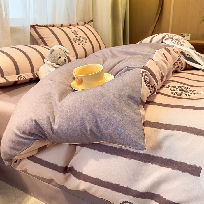 91家纺网 家纺一手货源 找家纺 丝芙妮家居（原乐视家纺） 2025新款全棉磨毛多规格单被套 暗香-紫