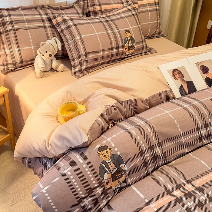 91家纺网 家纺一手货源 找家纺 丝芙妮家居（原乐视家纺） 2025新款全棉磨毛多规格单被套 维尼小熊-粉