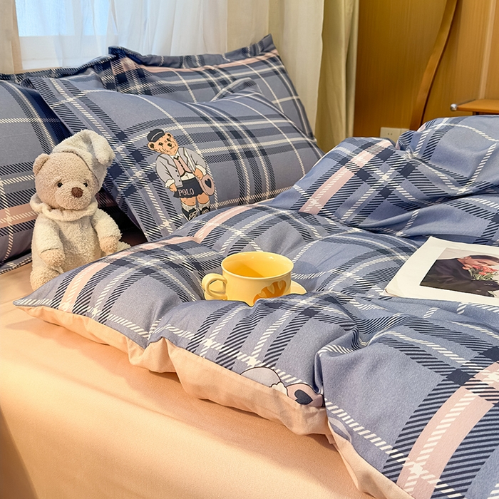 91家纺网 家纺一手货源 找家纺 丝芙妮家居（原乐视家纺） 2025新款全棉磨毛多规格单被套 维尼小熊-蓝