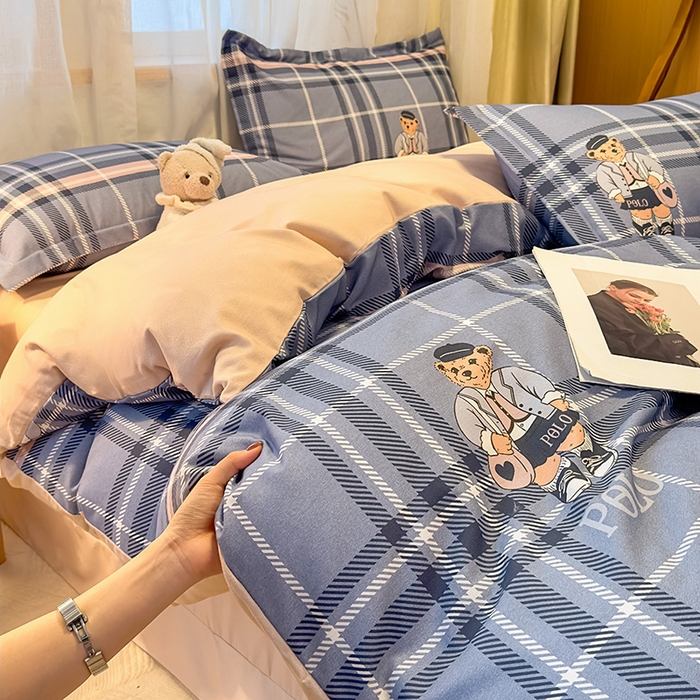 91家纺网 家纺一手货源 找家纺 丝芙妮家居（原乐视家纺） 2025新款全棉磨毛多规格单被套 维尼小熊-蓝