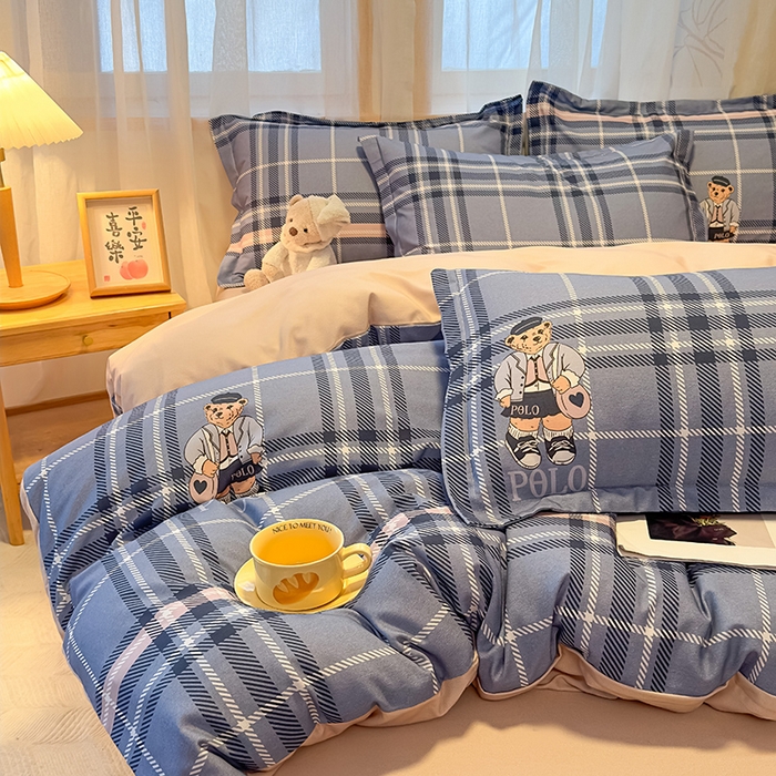 91家纺网 家纺一手货源 找家纺 丝芙妮家居（原乐视家纺） 2025新款全棉磨毛多规格单被套 维尼小熊-蓝