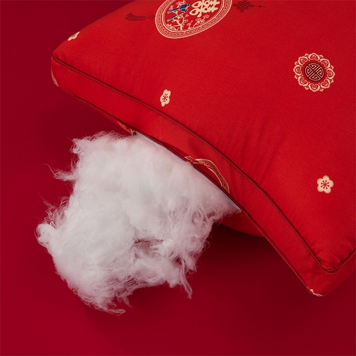 91家纺网 家纺一手货源 找家纺 圣楚家纺 2025新款双囍枕枕头枕芯 囍枕立体高枕