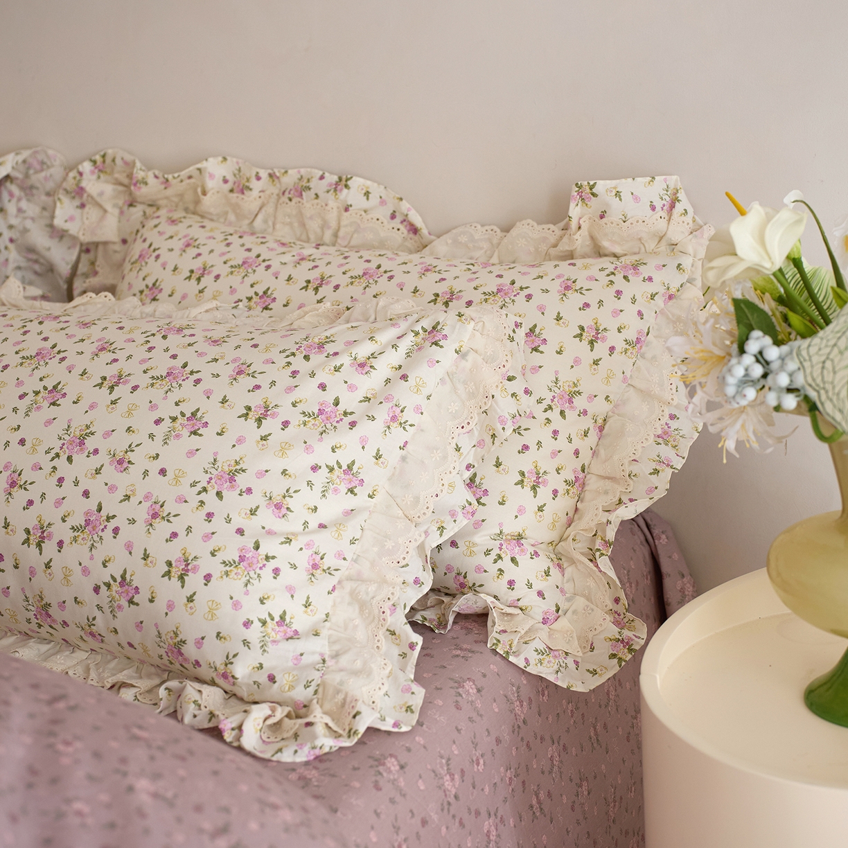 91家纺网 家纺一手货源 找家纺 （总）梵克保罗 2026春夏新品全棉纯棉13372法式双层花边系列四件套