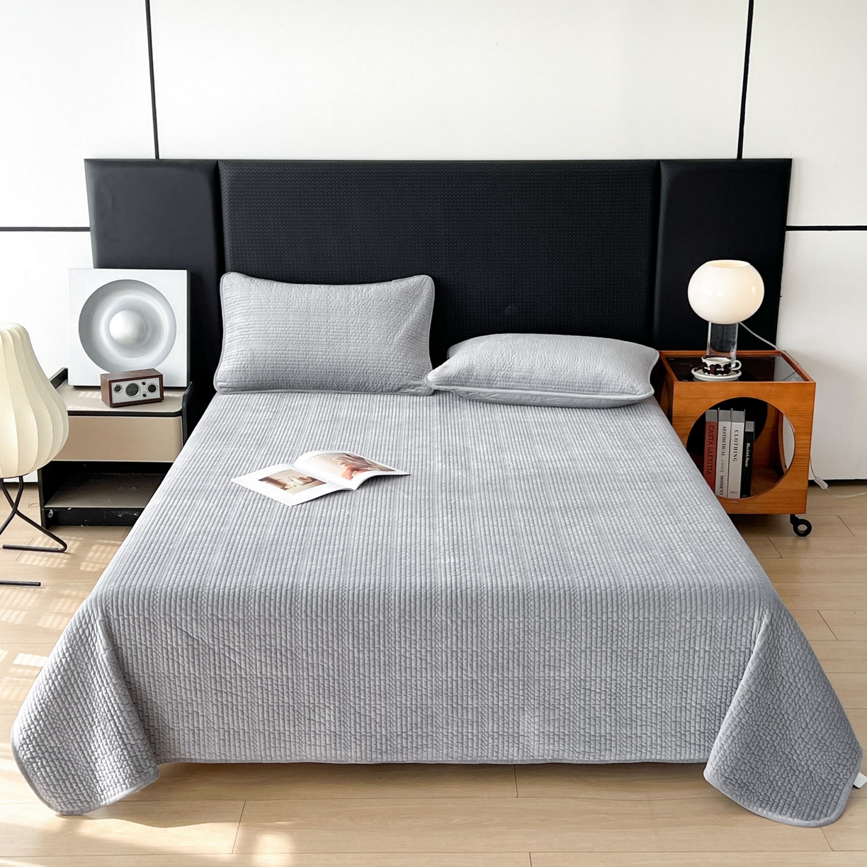 91家纺网 家纺一手货源 找家纺 沐纯家居 2025新款婴儿绒天丝水洗床盖三件套-赫拉 赫拉-高级灰