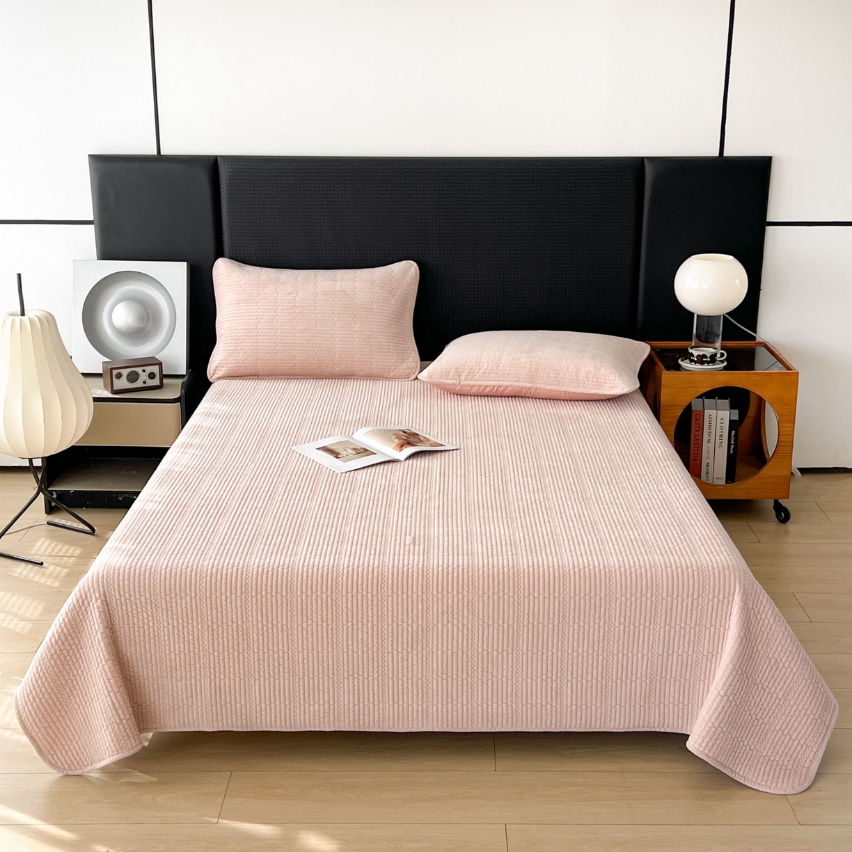 91家纺网 家纺一手货源 找家纺 沐纯家居 2025新款婴儿绒天丝水洗床盖三件套-赫拉 赫拉-胭脂粉