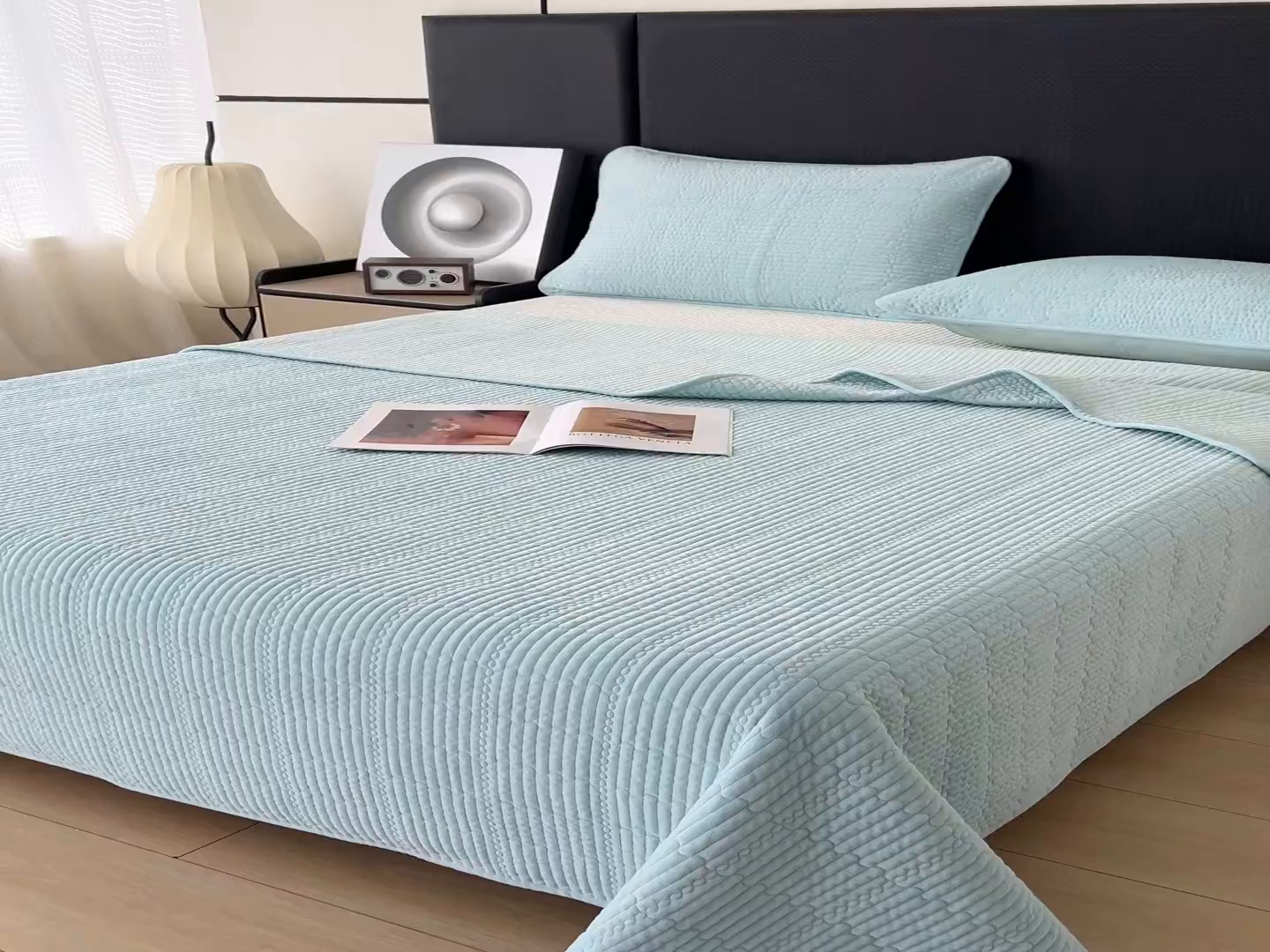 91家纺网 家纺一手货源 找家纺 沐纯家居 2025新款婴儿绒天丝水洗床盖三件套-赫拉 赫拉-孔雀绿