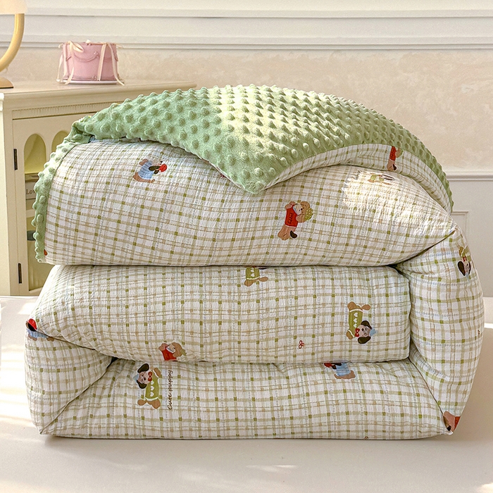 91家纺网 家纺一手货源 找家纺 （总）好梦来家纺（原锦茂家纺） 2025新款水洗高克重双层纱豆豆被子加厚保暖被芯春秋被冬被