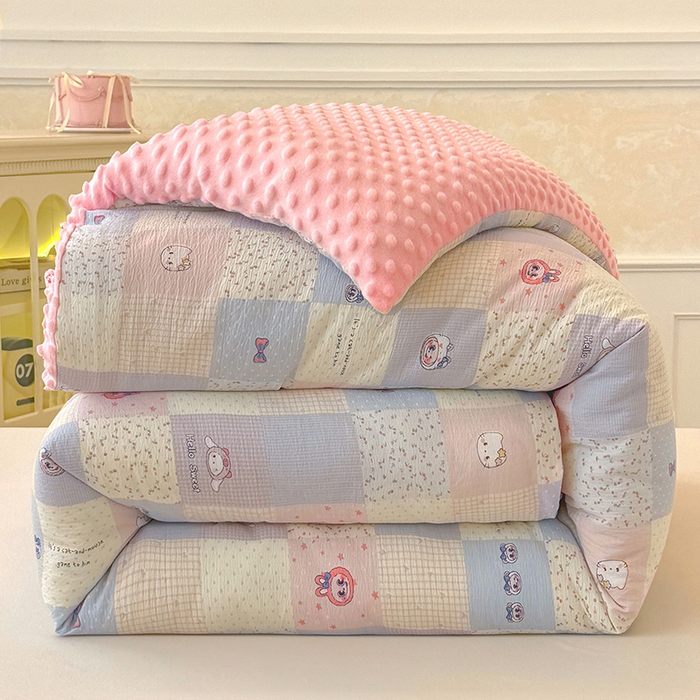 91家纺网 家纺一手货源 找家纺 （总）好梦来家纺（原锦茂家纺） 2025新款水洗高克重双层纱豆豆被子加厚保暖被芯春秋被冬被