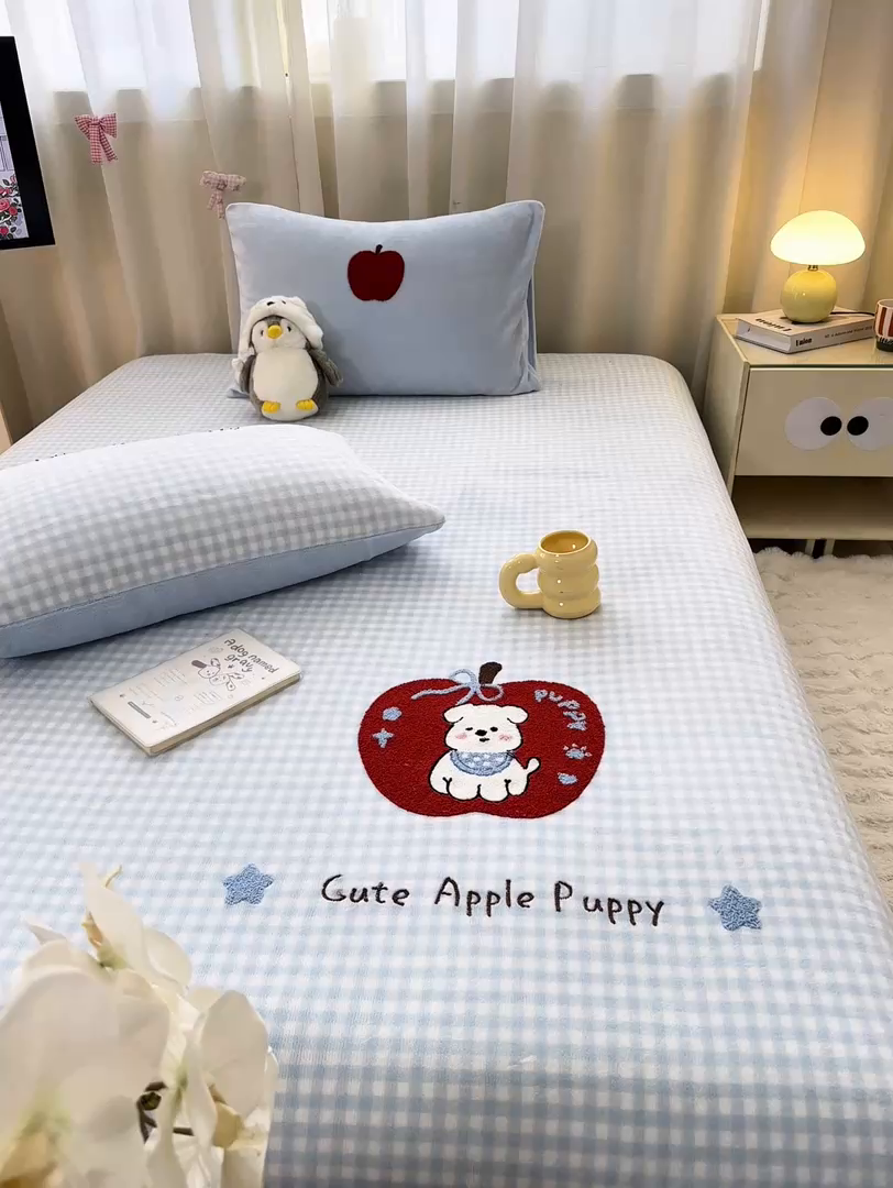 91家纺网 家纺一手货源 找家纺 （总）灰鲸 2025新款高克重牛奶绒毛巾绣单床单