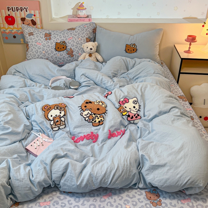 91家纺网 家纺一手货源 找家纺 （总）优色良品家纺 2025新款110克高克重卡通水洗棉皱皱双层纱四件套