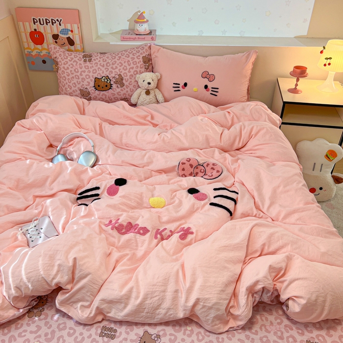 91家纺网 家纺一手货源 找家纺 （总）优色良品家纺 2025新款110克高克重卡通水洗棉皱皱双层纱四件套