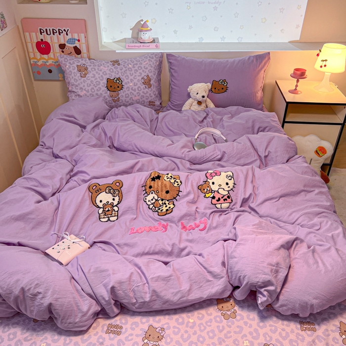 91家纺网 家纺一手货源 找家纺 （总）优色良品家纺 2025新款110克高克重卡通水洗棉皱皱双层纱四件套