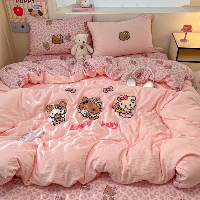 91家纺网 家纺一手货源 找家纺 （总）优色良品家纺 2025新款110克高克重卡通水洗棉皱皱双层纱四件套