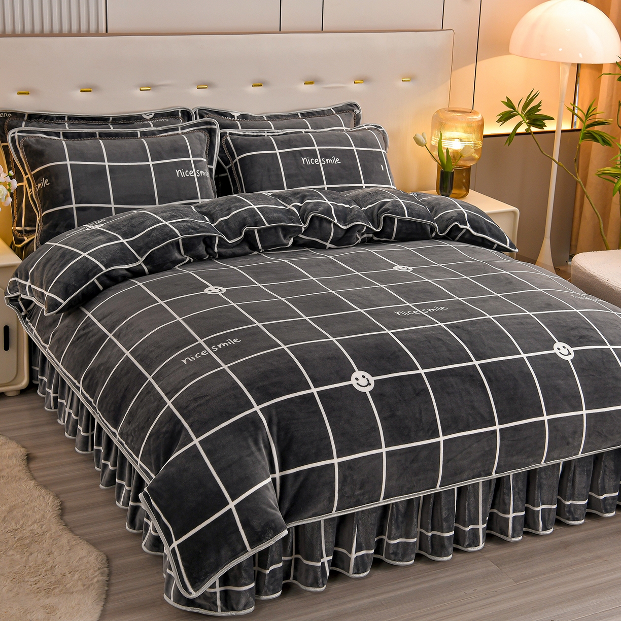 91家纺网 家纺一手货源 找家纺 （总）2025新款230克8.5斤加厚高克重牛奶绒金貂绒法莱绒四件套冬季加绒法兰绒床裙款