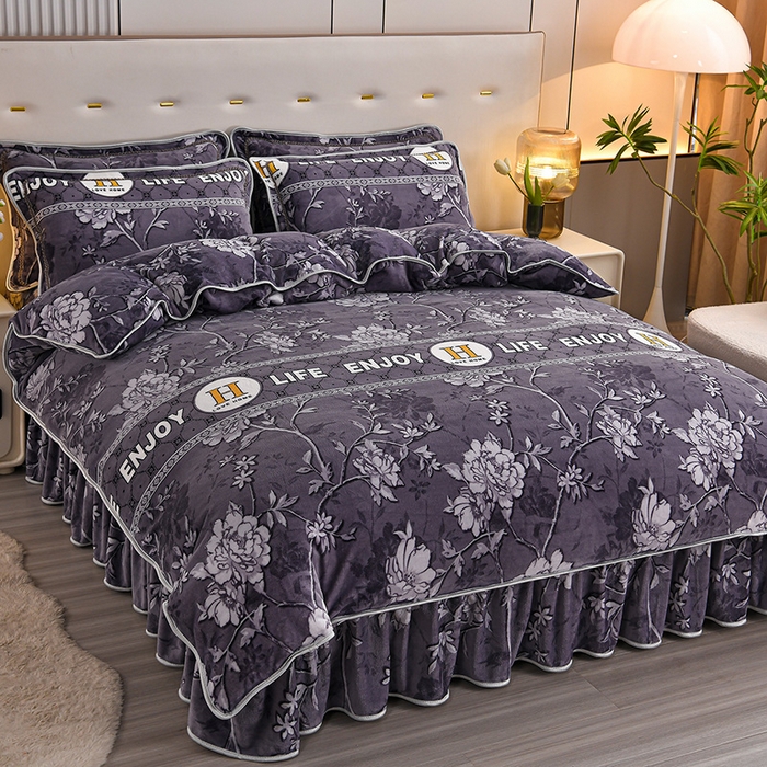 91家纺网 家纺一手货源 找家纺 （总）2025新款230克8.5斤加厚高克重牛奶绒金貂绒法莱绒四件套冬季加绒法兰绒床裙款