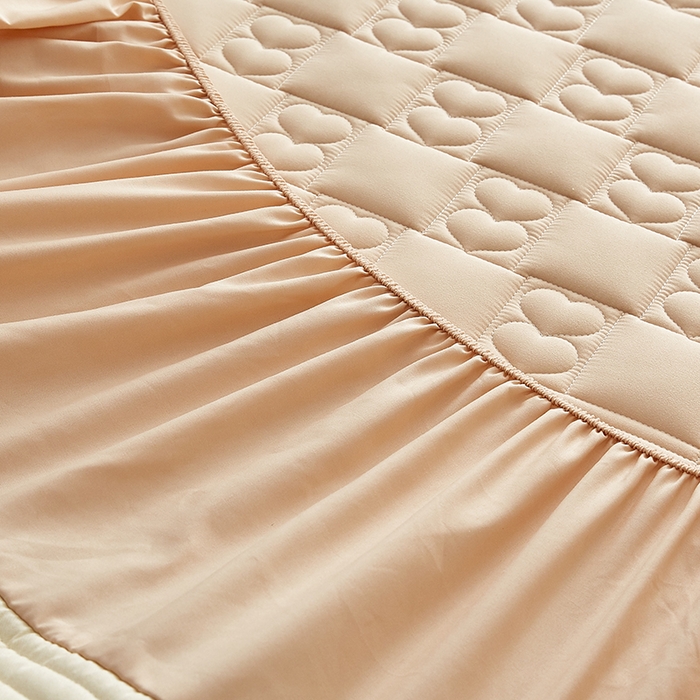 91家纺网 家纺一手货源 找家纺 盛眠家纺 2025新款A类水洗棉磨毛夹棉防水床笠 爱巢-卡其