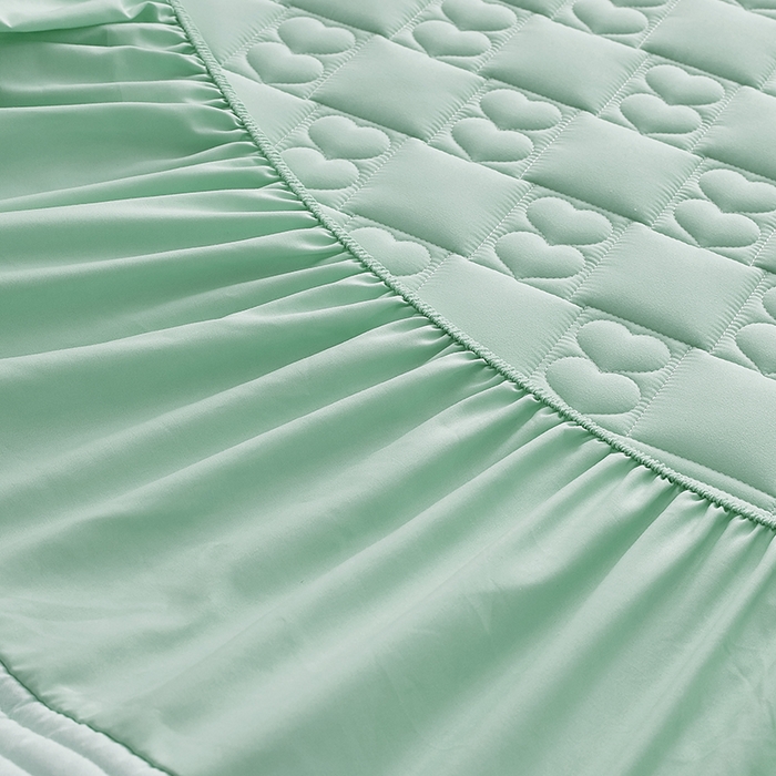 91家纺网 家纺一手货源 找家纺 盛眠家纺 2025新款A类水洗棉磨毛夹棉防水床笠 爱巢-浅绿