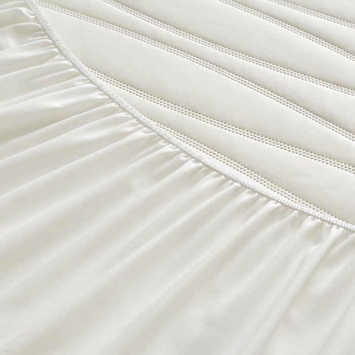 91家纺网 家纺一手货源 找家纺 盛眠家纺 2025新款A类水洗棉磨毛夹棉防水床笠 若水-白色