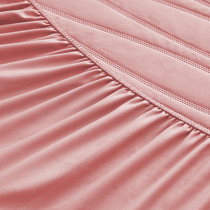 91家纺网 家纺一手货源 找家纺 盛眠家纺 2025新款A类水洗棉磨毛夹棉防水床笠 若水-粉红