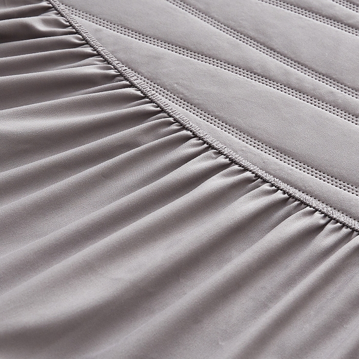 91家纺网 家纺一手货源 找家纺 盛眠家纺 2025新款A类水洗棉磨毛夹棉防水床笠 若水-灰色