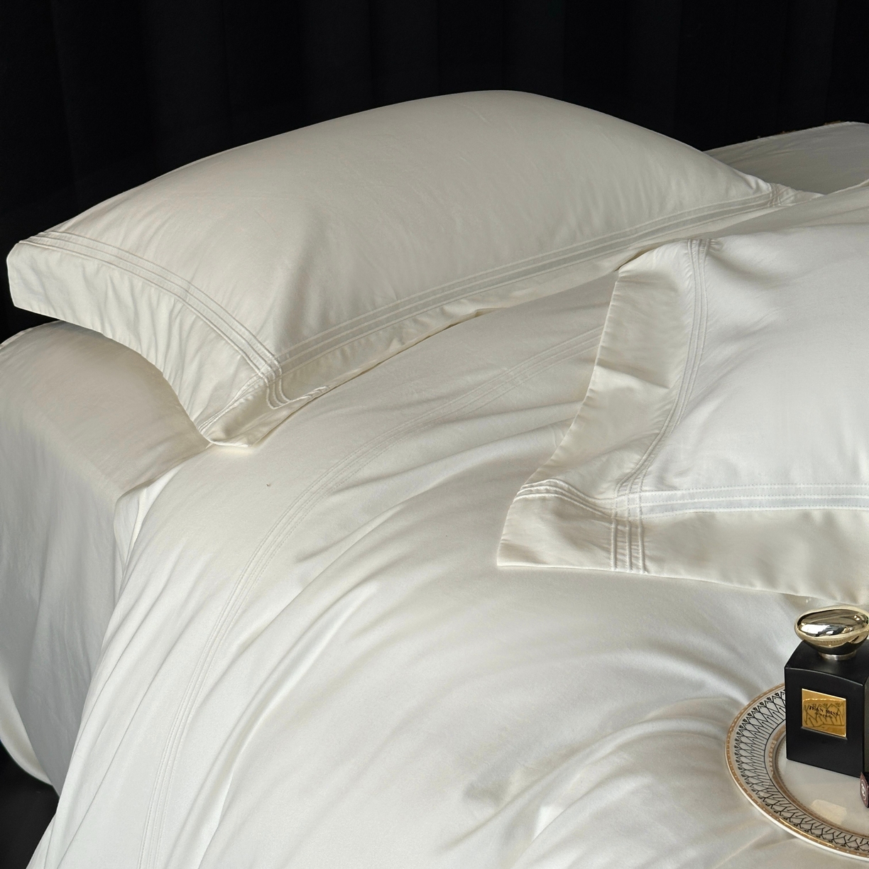 91家纺网 家纺一手货源 找家纺 时亿家居 2025秋冬新款简约100支长绒棉全棉纯棉磨毛四件套-波士顿 波士顿-奶白