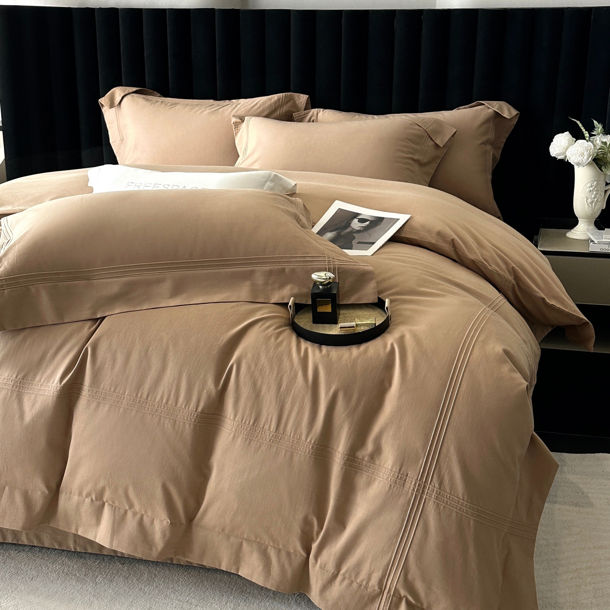 91家纺网 家纺一手货源 找家纺 （总）时亿家居 2025秋冬新款简约100支长绒棉全棉纯棉磨毛四件套-波士顿