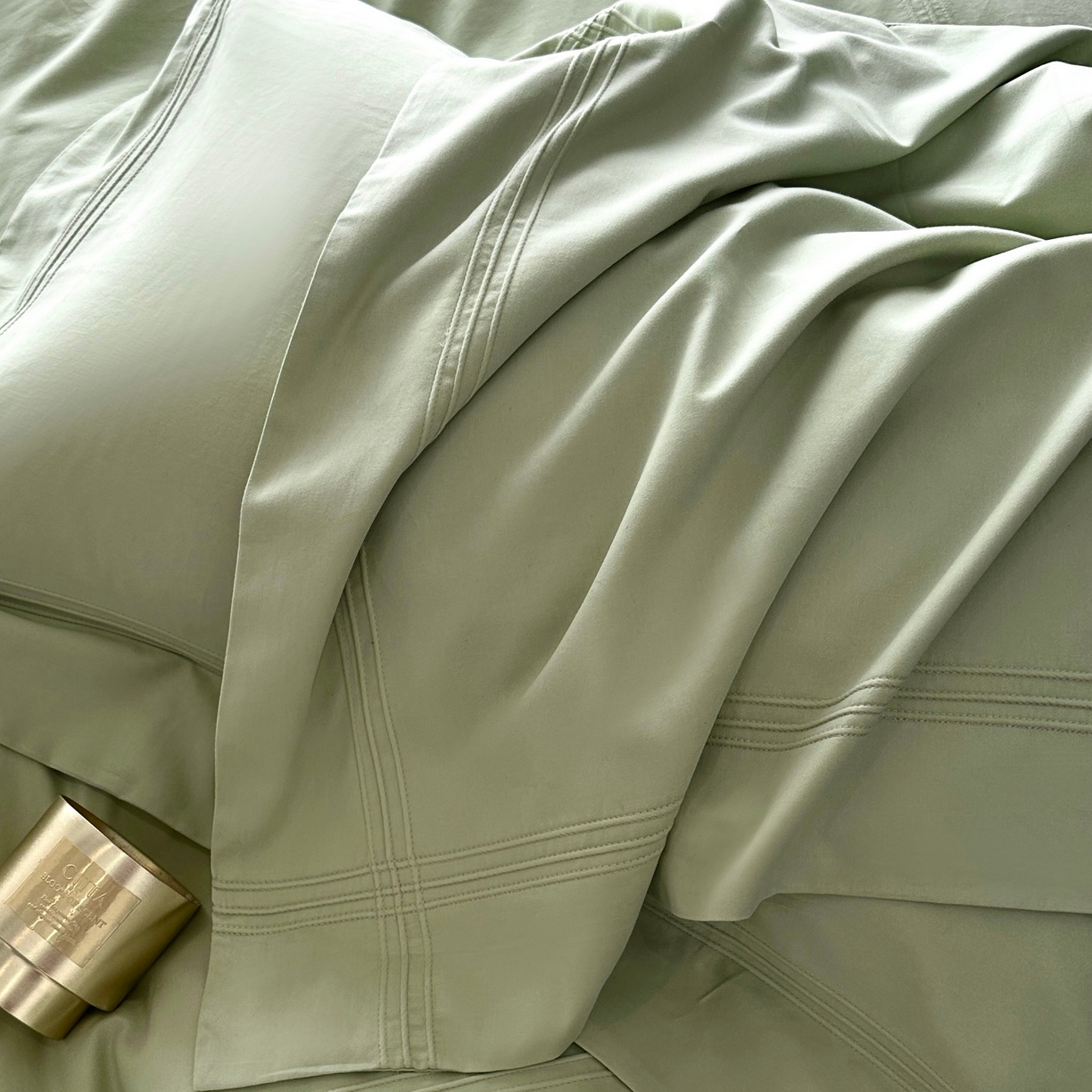 91家纺网 家纺一手货源 找家纺 时亿家居 2025秋冬新款简约100支长绒棉全棉纯棉磨毛四件套-波士顿 波士顿-果绿