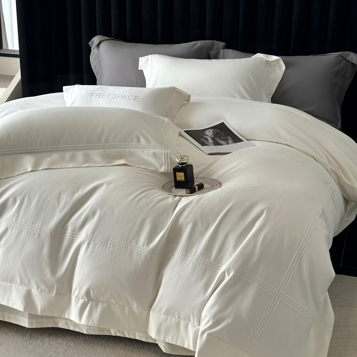 91家纺网 家纺一手货源 找家纺 （总）时亿家居 2025秋冬新款简约100支长绒棉全棉纯棉磨毛四件套-波士顿