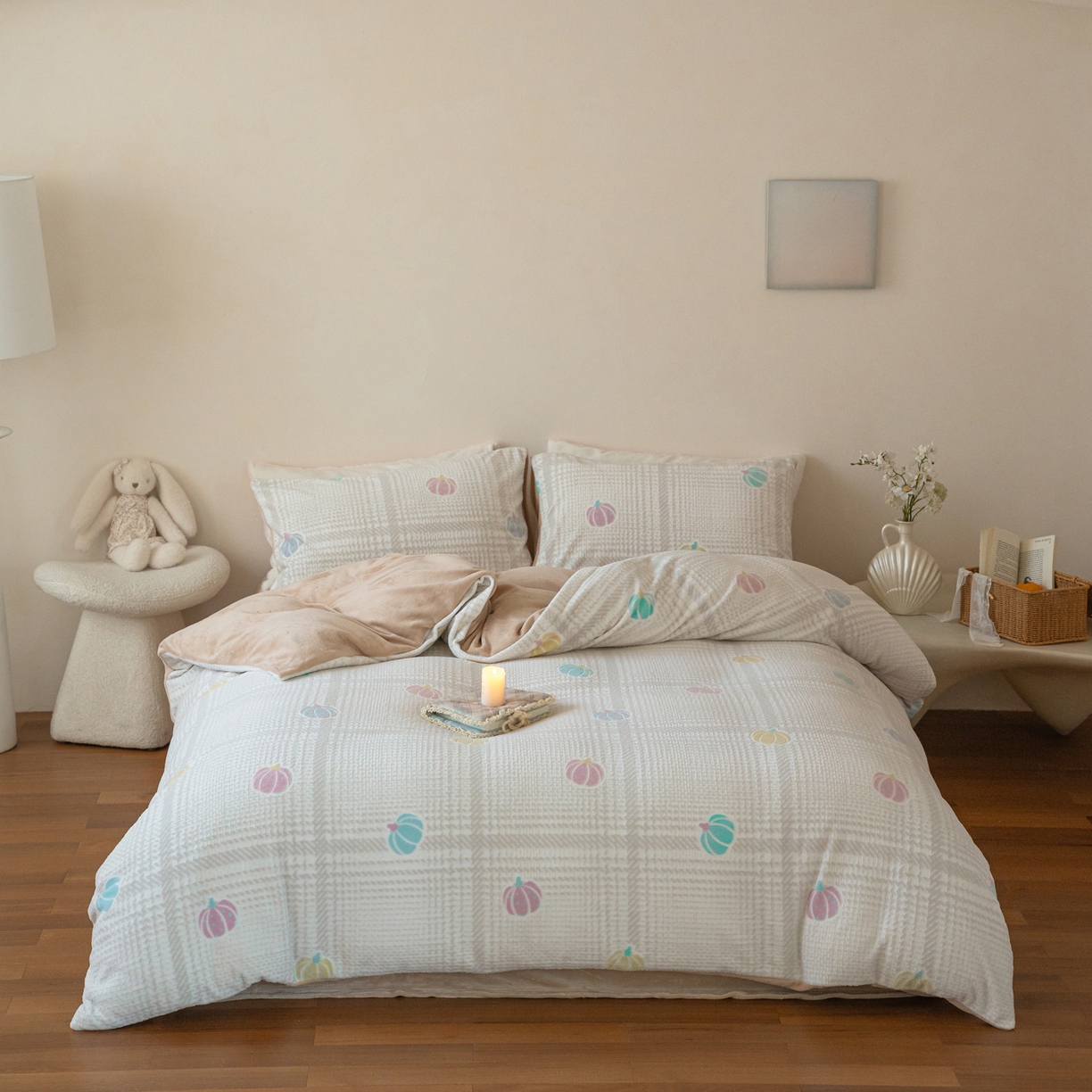 91家纺网 家纺一手货源 找家纺 （总）华超针织 2025新款 雕花牛奶绒四件套-南瓜派对