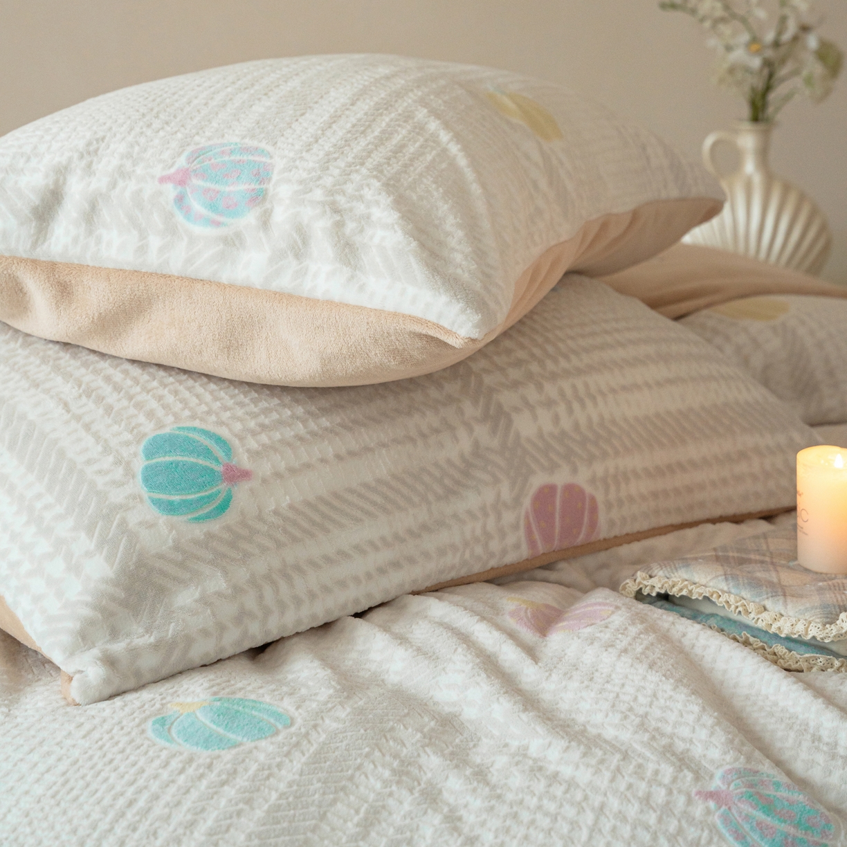 91家纺网 家纺一手货源 找家纺 （总）华超针织 2025新款 雕花牛奶绒四件套-南瓜派对