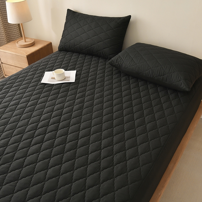 91家纺网 家纺一手货源 找家纺 禧合 2025新品外贸跨境电商亚马逊速卖通亲肤磨毛防水夹棉单床笠欧美尺寸多多跨境平台TEMU SHEIN 晶石黑