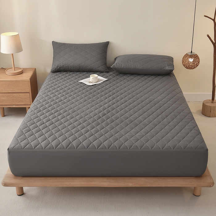 91家纺网 家纺一手货源 找家纺 禧合 2026新品外贸跨境电商亚马逊速卖通亲肤磨毛防水夹棉单床笠欧美尺寸多多跨境平台TEMU SHEIN 墨渊灰