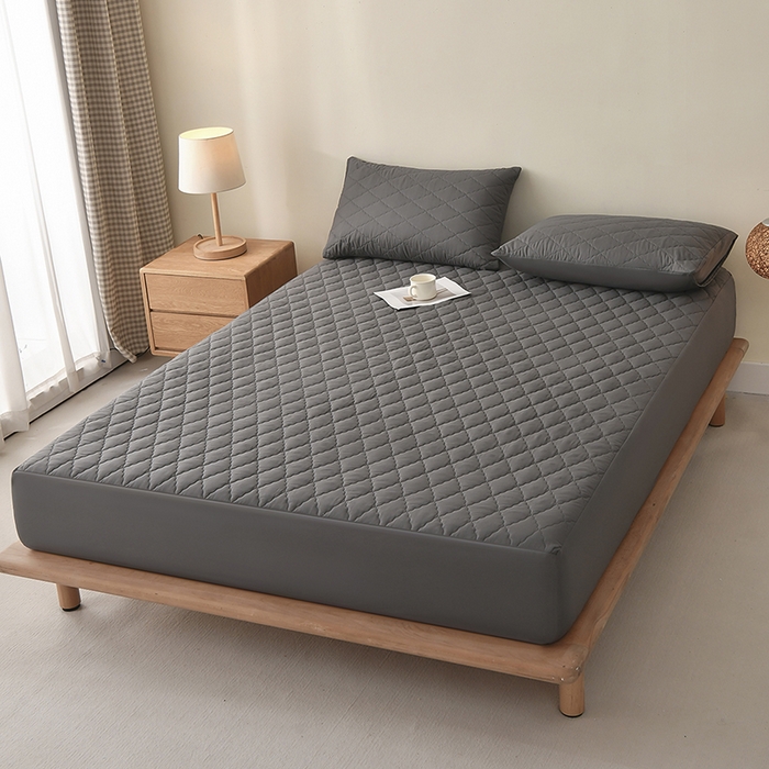 91家纺网 家纺一手货源 找家纺 禧合 2026新品外贸跨境电商亚马逊速卖通亲肤磨毛防水夹棉单床笠欧美尺寸多多跨境平台TEMU SHEIN 墨渊灰